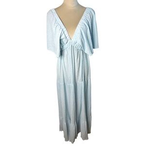 Lunnow Light Blue V-Neck Maxi Dress  SZ S EUC